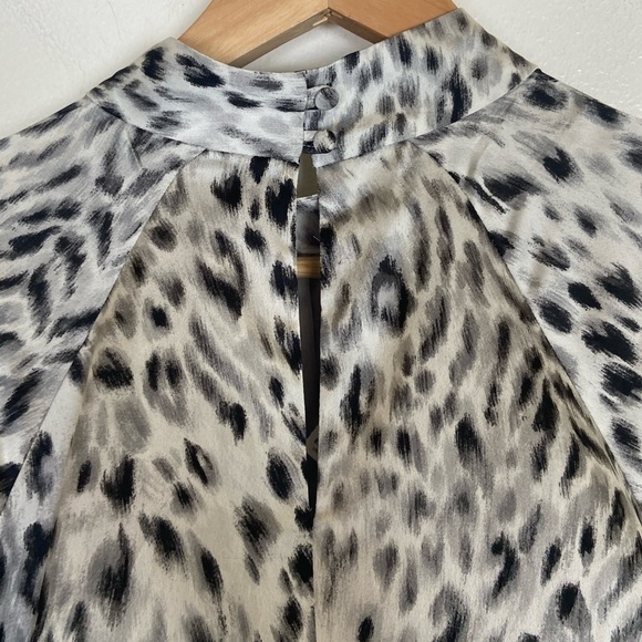 Ann Taylor Satin Leopard Animal Print Midi Dress Size SP Petite 3/4 Sleeves NWT - Picture 6 of 13
